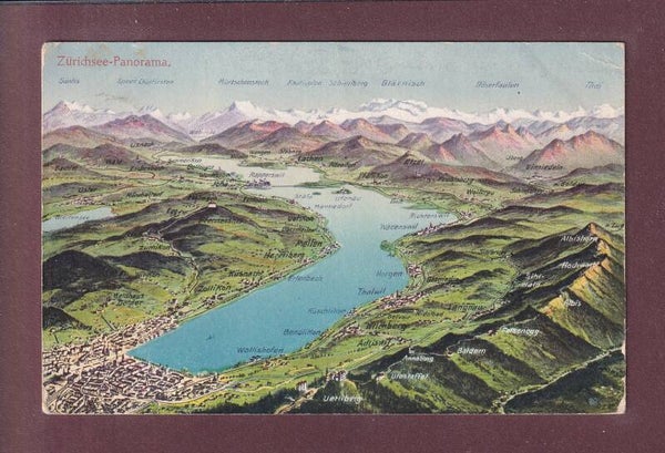 ZÜRICH und Umgebung - Vogelschau - 1919