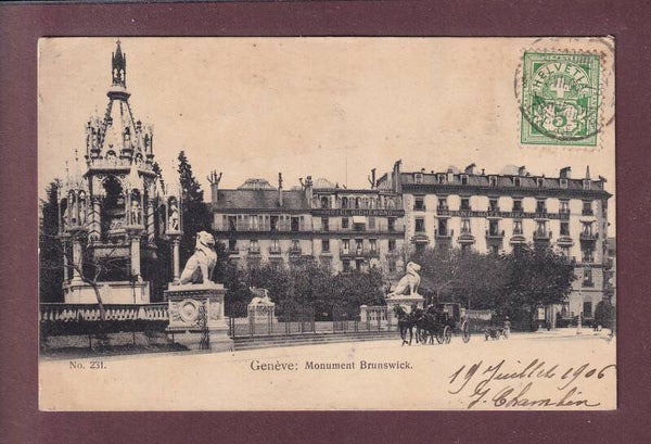 GENEVE - Monument Brunswick - Attelage - 1906