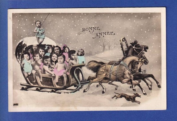 NOUVEL AN - Enfants - Traineau - 1912