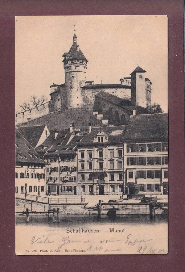 SCHAFFHAUSEN - Munot - 1902 Langstempel STEIN // Eckbug //