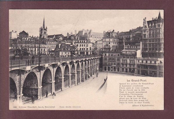 LAUSANNE - Grand-Pont - Poème