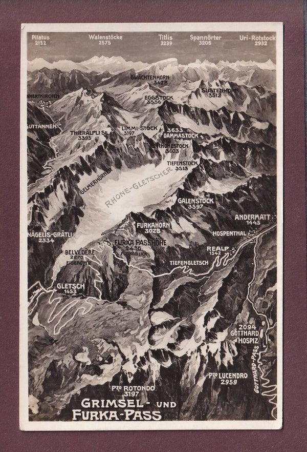 RHONEGLETSCHER und Umgebung - Vogelschau