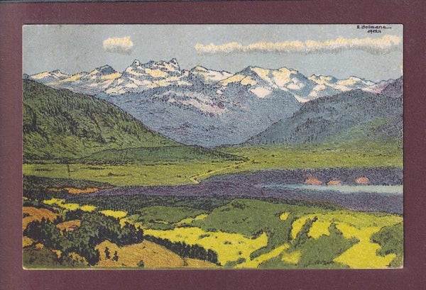 Tösstal - BACHTEL - Blick gegen Mürtschen 1916 // Eckbug //