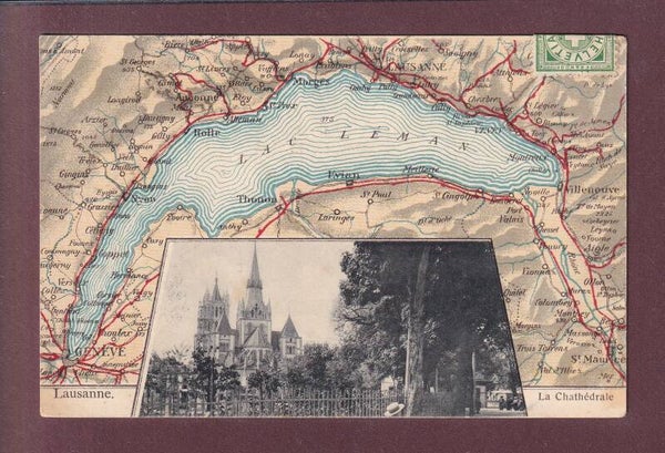 LAUSANNE - Carte géographique - Cathédrale - 1906