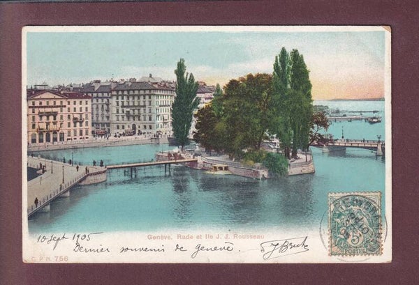 GENEVE - Rade et Île Rousseau - 1905