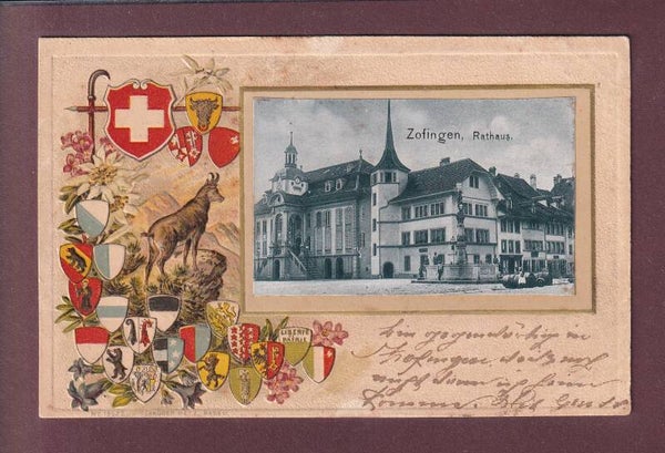 ZOFINGEN - Rathaus - 1902 Präge Kantone // Eckbug //
