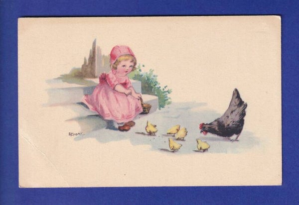 ENFANT - Jeune fille - Poule et poussin // pli //