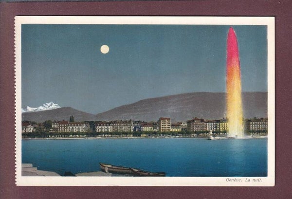 GENEVE - Jet d'eau la nuit