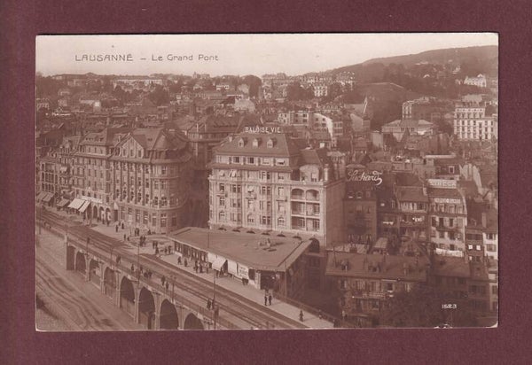 LAUSANNE - Sur le Grand Pont - Enseignes - 1916