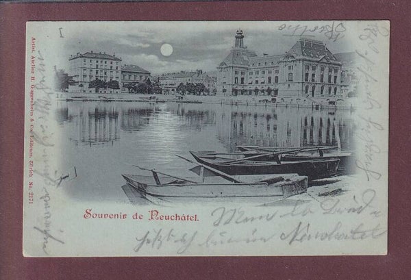 Souvenir de NEUCHÂTEL - Clair de lune - 1899