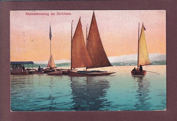 Abendstimmung am ZÜRICHSEE - Segelschiff - 1912
