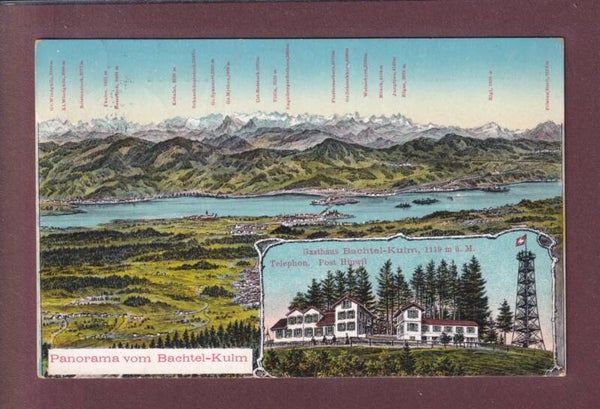Panorama vom BACHTEL-KULM - 1911 Langstempel WERNETSHAUSEN
