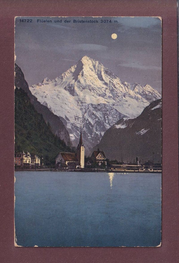 FLÜELEN - Bristenstock - Mondschein - 1918