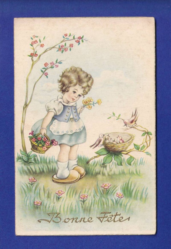 ENFANT - Jeune Fille et nid d'oiseaux