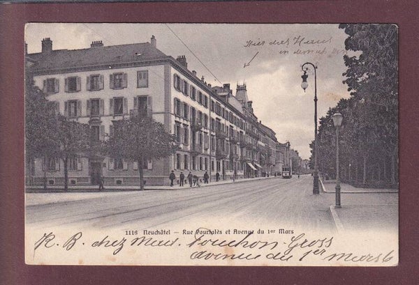 NEUCHÂTEL - Rue Pourtalès et Avenue du 1er Mars - 1907