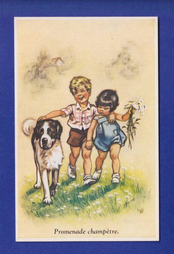 ENFANT - Joli couple avec Chien - G. Bouret