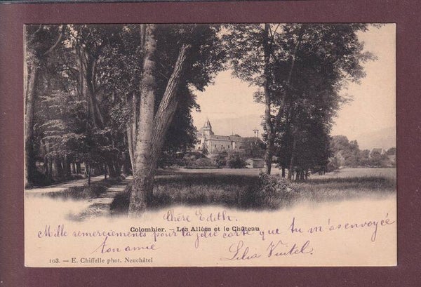 COLOMBIER - Allées du Château - 1900 // pli d'angle //