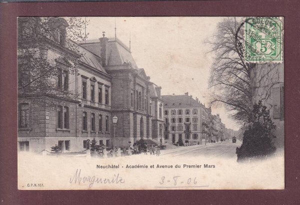 NEUCHÂTEL - Académie - Avenue 1er nars - 1906