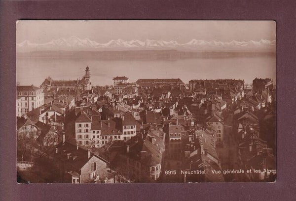 NEUCHÂTEL - Vue partielle et les Alpes - 1923