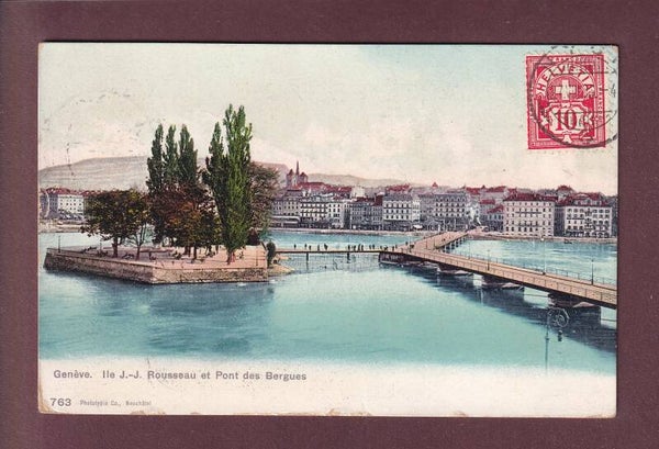GENEVE - Île Rousseau - Pont des Bergues - 1906