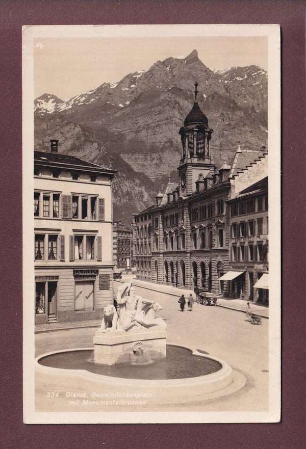 GLARUS - Monumentalbrunnen - Feldpost