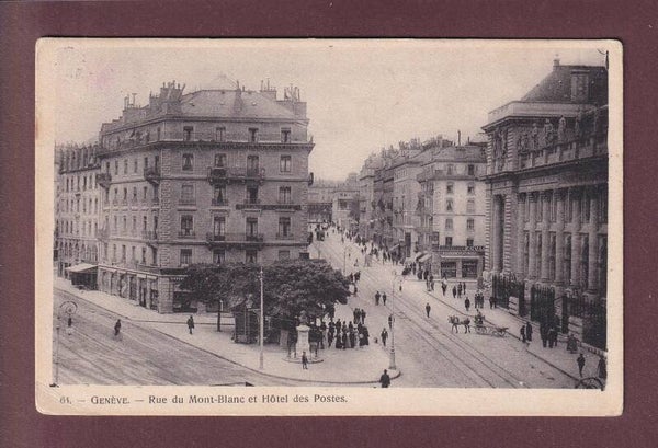 GENEVE - Rue du Mont-Blanc - 1908 // pli d'angle //