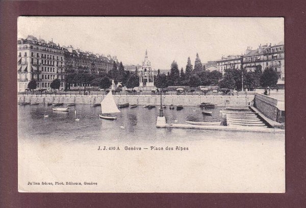 GENEVE Place des Alpes 1907 Helvétie debout //pli d'angle//