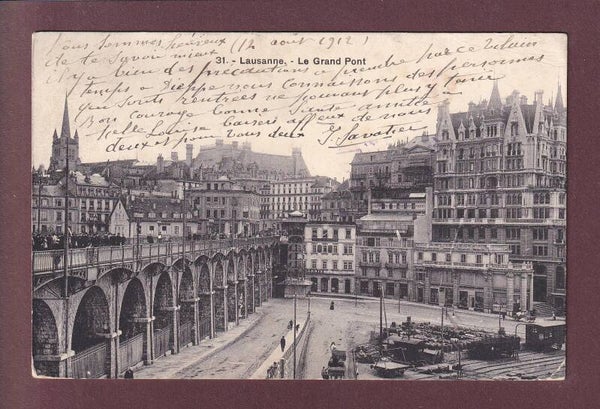 LAUSANNE - Grand Pont et Place de l'Europe - 1912