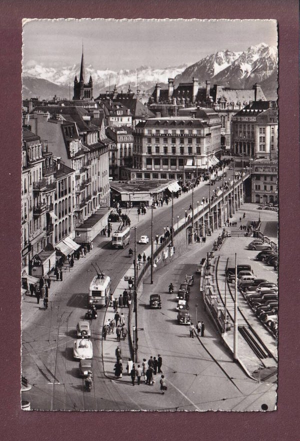 LAUSANNE - Grand Pont - UBS - Bus - Autos - 1957 taxée