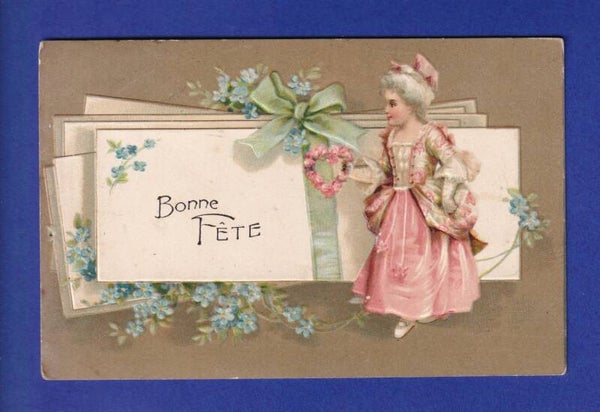 ENFANT - Jeune Fille - Bonne Fête - Carte gauffrée