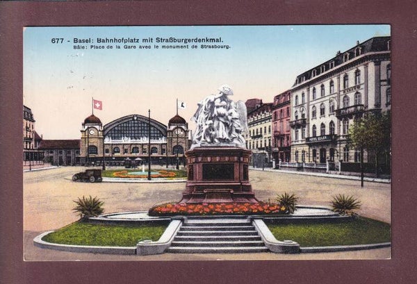 BASEL - Bahnhofplatz - Strassburgerdenkmal - 1932