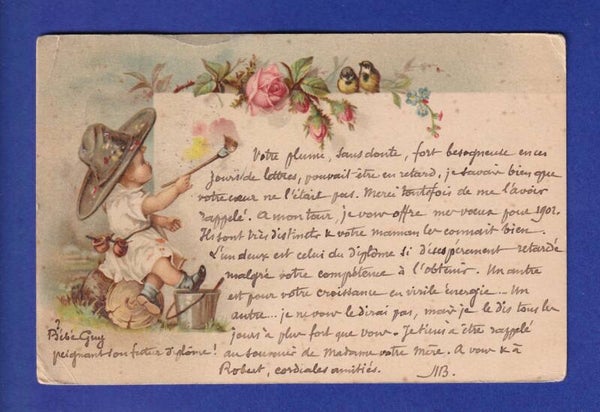 ENFANT - Jeune peintre et mésanges // dos blessé //