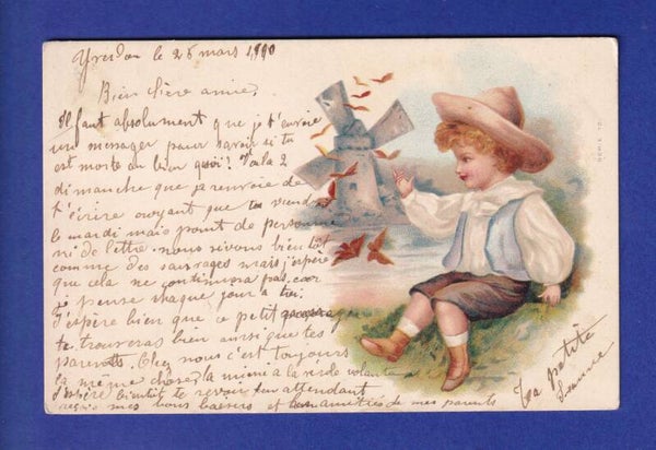 ENFANT - Jeune garçon et moulin - 1900