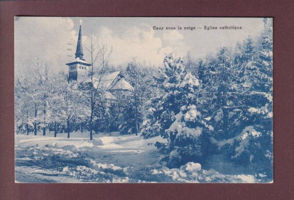 CAUX sous la neige - Eglise - 1932