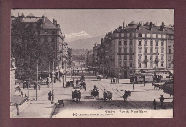 GENEVE - Rue du Mont-Blanc - Attelages - Tram