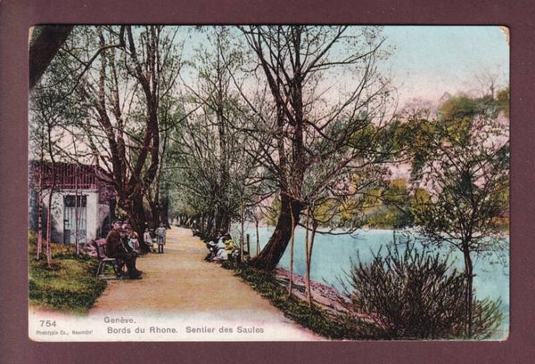 GENEVE - Sentier des Saules au bord du Rhône - 1911
