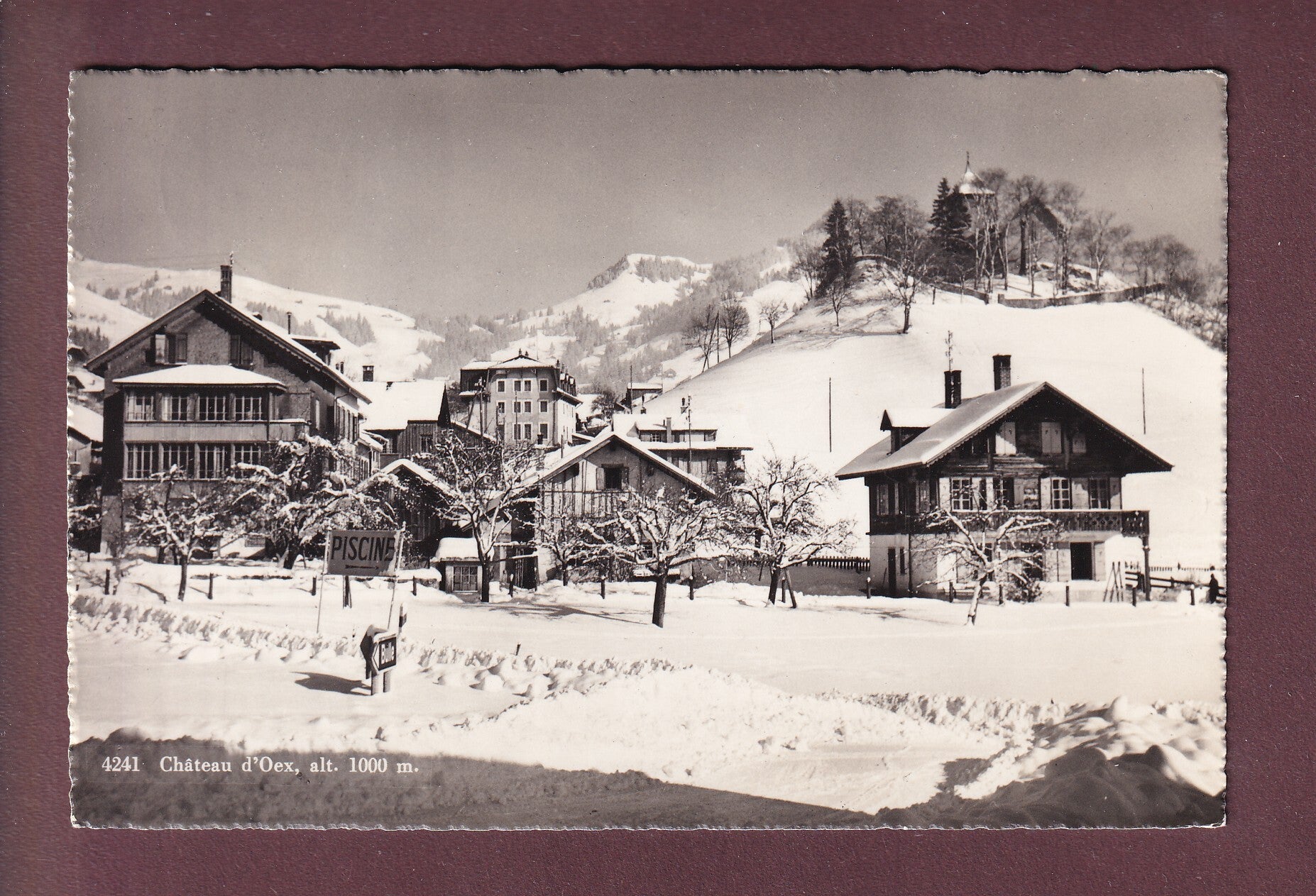 CHÂTEAU d'OEX sous la neige - Piscine… 1970