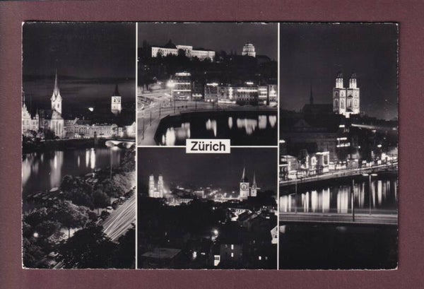 ZÜRICH bei Nacht - 4 Bilder - 1959