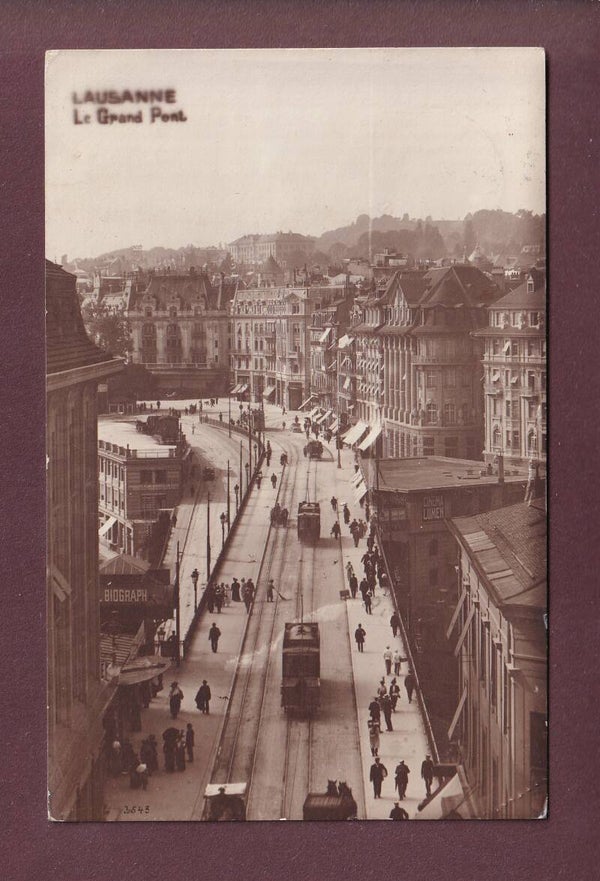 LAUSANNE - Sur le Grand Pont - Tram - 1920