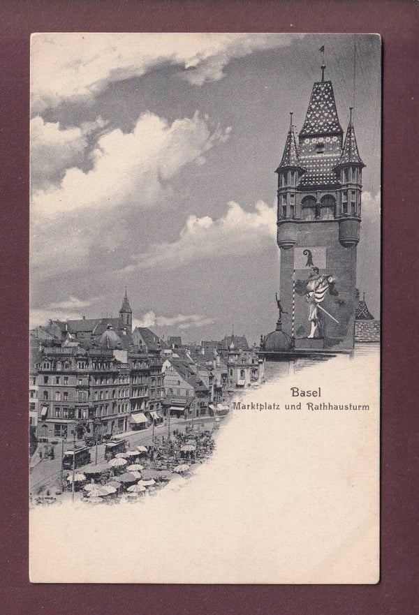 BASEL - Marktplatz - Rathausturm - Tram