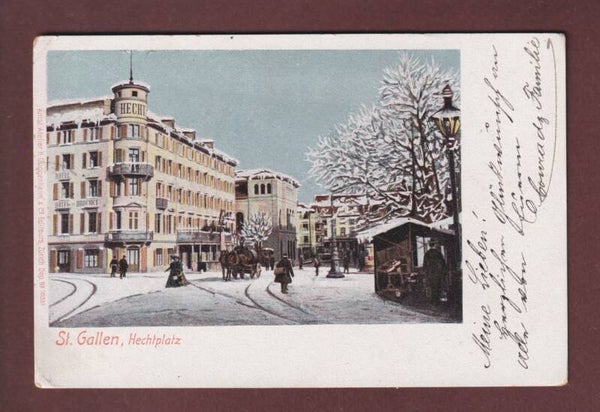 ST. GALLEN unter Schnee - Hechtplatz - 1902 // Eckbug //