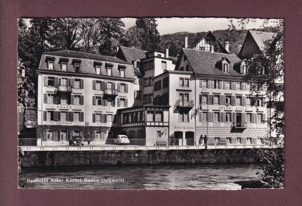 BADEN - Badhotel Adler - Auto - 1958 // Falte //