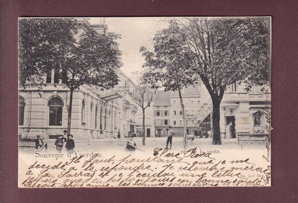 Souvenir d'YVERDON - Rue de la Poste - 1902 obl. Linéaire