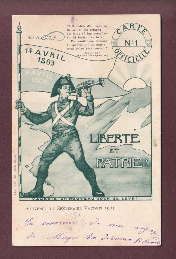 Souvenir du Centenaire du canton de VAUD - 1903 // pli //