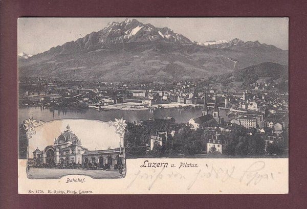 LUZERN - Bahnhof - Pilatus - 1904 Langstempel