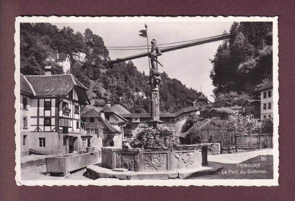 FRIBOURG - Fontaine - Pont du Gotteron - 1956