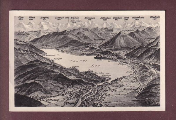 THUN und Umgebung - Vogelschau - 1936 // Eckbug //