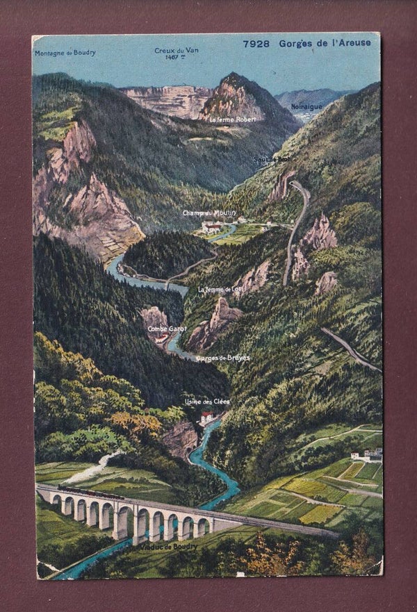 GORGES DE L'AREUSE - Vol d'oiseau - 1920 // pli d'angle //