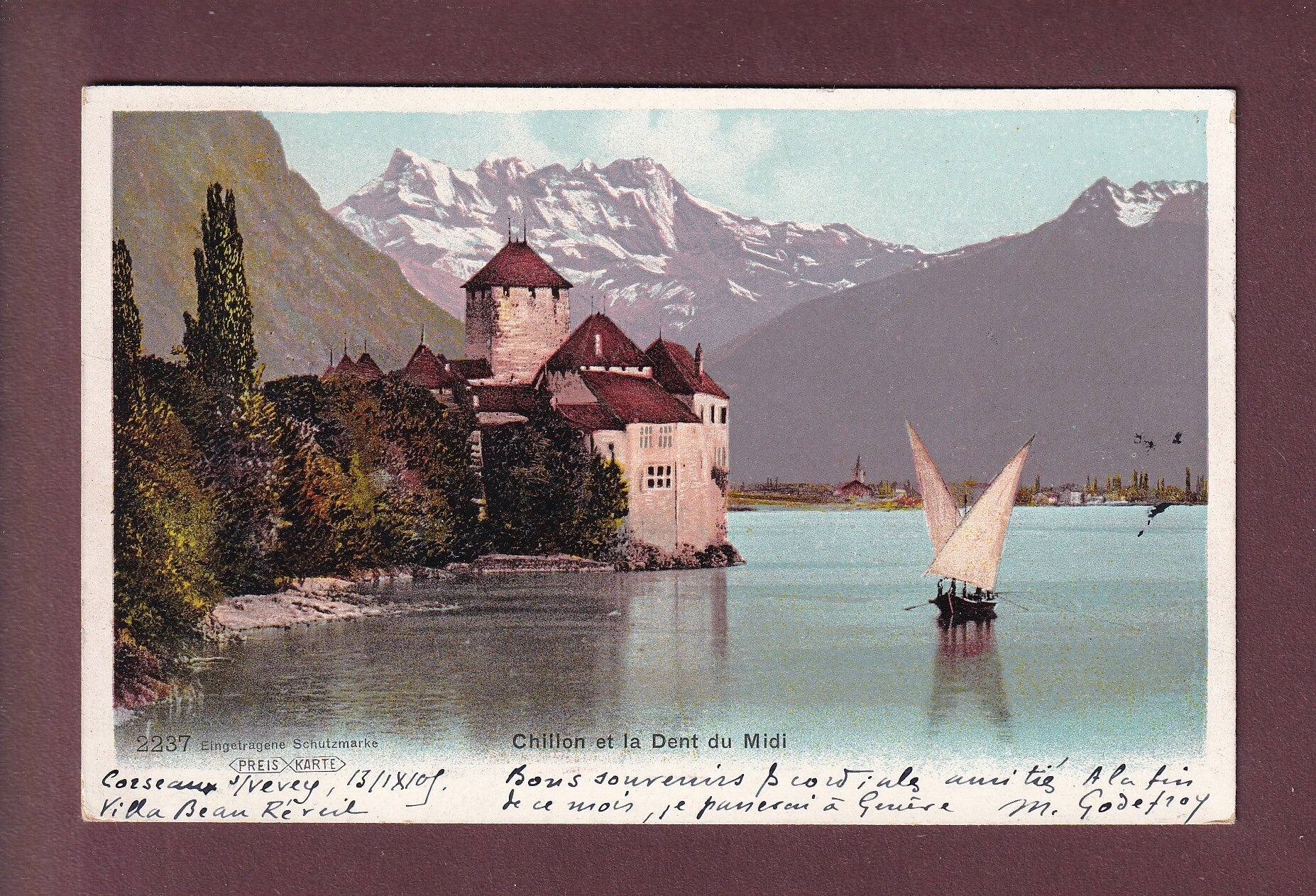 Château de CHILLON - Dents du Midi - Barque - 1905