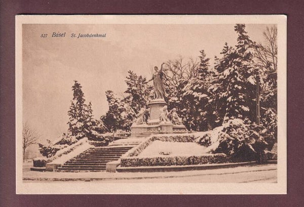 BASEL - St. Jakobsdenkmal unter Schnee